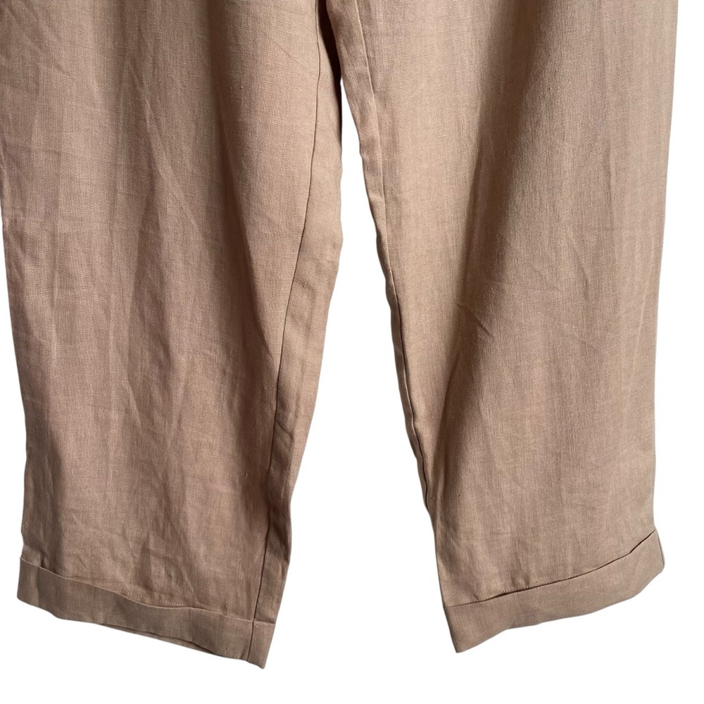 Reformation Fisher Paperbag Linen Pant Straight Leg Cuffed Ankle High Waisted - Picture 6 of 12